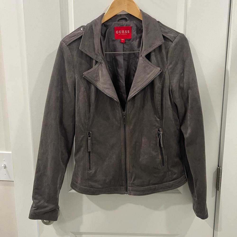 GUESS Women's Gray Faux Suade Jacket